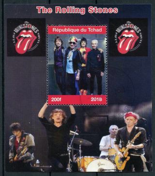 Chad 2018 Cto Rolling Stones Rock Band Mick Jagger 1v M/s Music Stamps