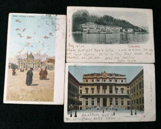 Italy Stamp Postcard 1902 A Group Of 3 Postcard With 10c Stamps Send To Uk