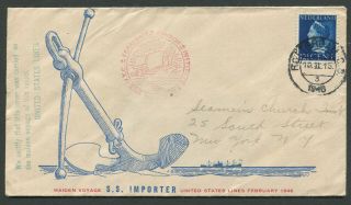 Netherland 1946 S.  S.  Importer United States Line Maiden Voyage Cover