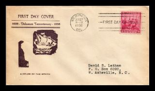 Dr Jim Stamps Us Scott 836 Delaware Tercentenary First Day Cover Of The Month