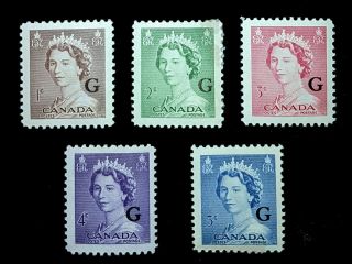 1953 Canada Official G Stamps O33 34 35 36&37 Mlh F/vf Queen Elizabeth G