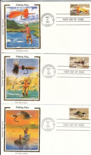 1991,  Fishing Flies,  Colorano Silk,  Grp 5,  Unaddressed,  Fdc (d10712)