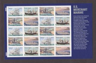 U.  S.  Sc 4548 - 51 2011 Merchant Marines Forever Stamps Sheet/pane Of 20 Mnh