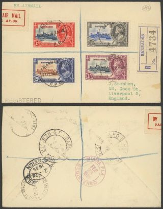 Barbados 1936 - Registered Air Mail Cover To Liverpool England 34823/22