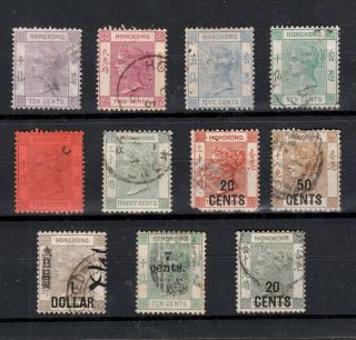 Hong Kong 1882 - 1892 Queen Victoria Stamps Including Surcharges To One Dollar