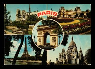 Dr Jim Stamps Paris France Five Views Chrome Continental Size Postcard