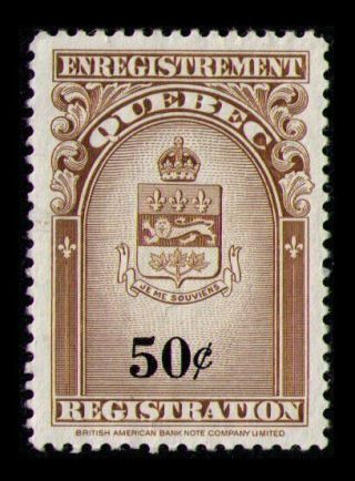 Quebec Rare 1962 50c Qr33 Vf No Gum Nh Registration Stamp Cat $9.  00