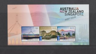 Australia Zealand Singapore Joint Issue 2015 M/sheet Mnh Per Scan