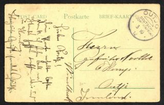 German South West Africa,  Stampless Postcard To Outjo,  1912,  Scarce