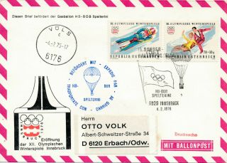 1976 Winter Olympics Innsbruck,  Special Balloon Post Cover.