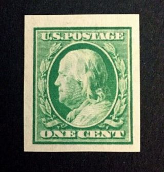 Us Stamps,  Scott 383 1c Franklin Imperf Of 1910 Xf/superb M/nh.  " Jumbo " Margins