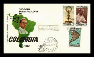 Dr Jim Stamps Pope Paul Vi Journeys To Bogota Fdc Vatican City Cover