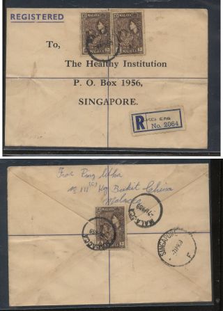 Malaya Registered Cover To Singapore 1959 At0629
