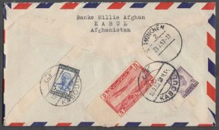 Afghanistan 1953 3 Values On Registered Airmail Cover To Germany