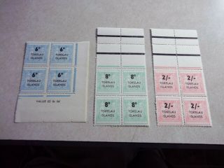 Tokelau Islands Stamps Sg 6 - 8 Scott 6 - 8 Og Nh Blocks
