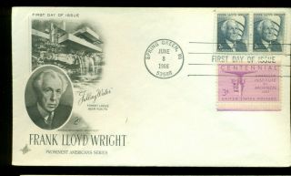 1966 Fdc - Scott 1280 Combo - Frank Lloyd Wright - Art Craft Cachet Ua B