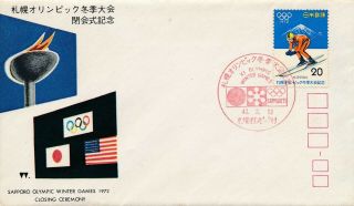 1972 Winter Olympics Sapporo Japan,  Closing Ceremony Cover.