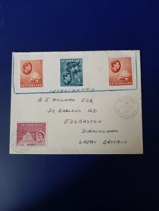 1967 Seychelles Stamp Cover With 3 Invalidated George Vi Stamps On Envelope