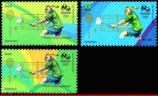 E08 Brazil 2015 Olympic Games,  Rio 2016,  Badminton,  Stamps 1st & 4th Sheet,  Mnh