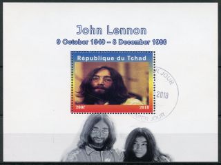 Chad 2018 Cto John Lennon Yoko Ono The Beatles 1v M/s Music Famous People Stamps