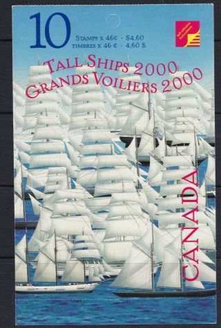 CANADA 2000 TALL SHIPS LEFT PANE OF BOOKLET - BLOCK OF 4 46cent STAMPS MNH 2
