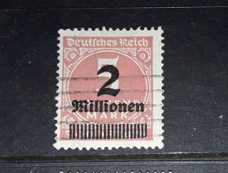 Deutches Reich 1923 Inflation Surcharged Stamp Sg 305 Fine
