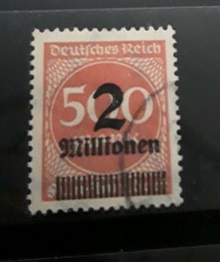 Deutches Reich 1923 Inflation Surcharged Stamp Sg 304 Fine