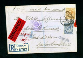 Insured £4 Registered Cover 1934 To Czechoslovakia (jy677)