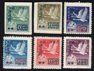 China 1950 Group Of Stamps Mi 49 - 51,  53 - 54,  56 Mng Cv=18.  8€