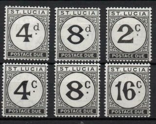 St.  Lucia 1947 - 52 Group Of 6 Postage Dues Looking Mounted,  Gum