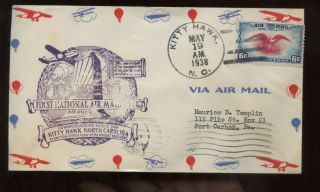 Us North Carolina Event Cover (air Mail Week) 1938 Kitty Hawk To Port Carbon Pa