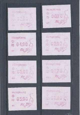 Hk: 1992 Year Of Monkey - 8 Frama Labels - 10,  90,  $1.  70,  1.  80,  2.  80,  4.  90,  5.  00 X 2.