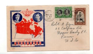 King George Vi Visit To Canada Royal Train Postmark Stamp Cover 1939 Id 675