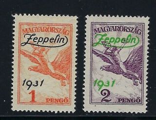 B&d: 1931 Hungary Scott C24 - C25 Airmail Set Of 2 Mh - - Fresh (small Faults)
