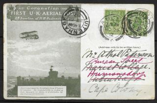 Gb 1912 First Uk Aerial Post Sent From Ascot Uk To Uitenhage Cape Colony ½d Pair