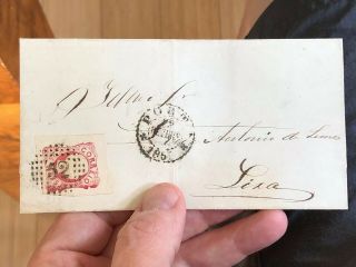Rare Porto Portugal Folded Letter Cover To Lixa 1859 5