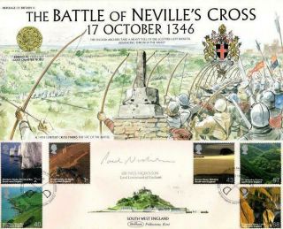 Benham Battle Of Nevilles Cross Fdc 8 - 2 - 05 Sgnd Sir Paul Nicholson F1