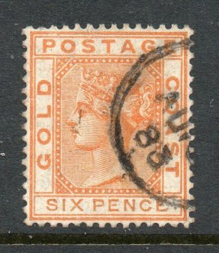 Gold Coast 1876 6d Orange Perf 14 Wmk Crown Cc Sg 8