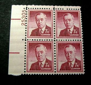 Us Plate Blocks Stamp Scott 1040 Woodrow Wilson 1956 Mnh L288