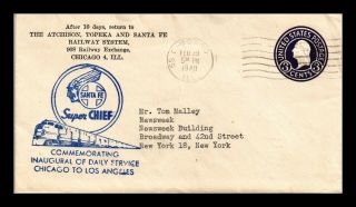 Dr Jim Stamps Us Chief First Trip Railway Post Office Cover Chicago 1948
