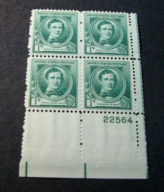 Us Plate Blocks Famous Americans Stamp Scott 879 Foster 1940 Mnh L225