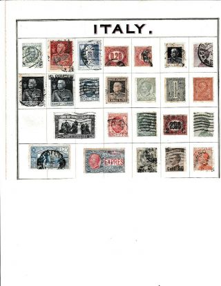 Italy And Hungary.  Vintage Stamps From An Old Stamp Album,  On Pages.