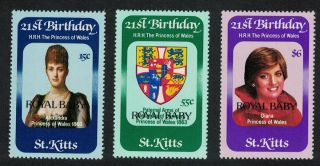 St.  Kitts Birth Of Prince William Of Wales 3v Mnh Sg 98 - 100