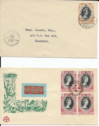 7 Elizabeth Ii " Coronation " Covers From Various Countries,  1953