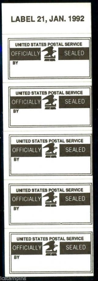 Ox51 " Officially " Post Office Seal - Self Adhesive Pane Of 5 (f)