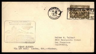 Mayfairstamps Canada Flight 1929 London Ont First Flight To Windsor Arrival Cove