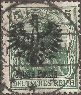 1918 1919 Konin 5 Pfg.  Local Stamp Polska Poczta Overprint Green Poland