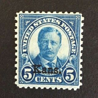 Us Stamp Scott 663 5c Teddy Roosevelt,  Kans.  Overprint Vf/xf M/nh.  Po Fresh