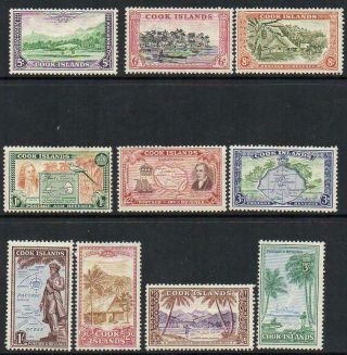 Cook Islands 1949 - 61 Set Of 10 Mounted With Gum Good Looking Collectable