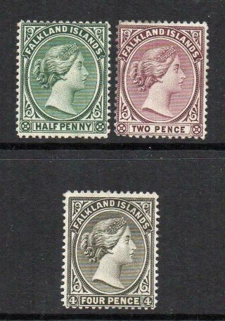 Falkland 1891 - 02 Group Of 3 M.  Collectable Quality Various Wmks;